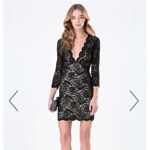 Bebe Scallop Plunge Lace Dress